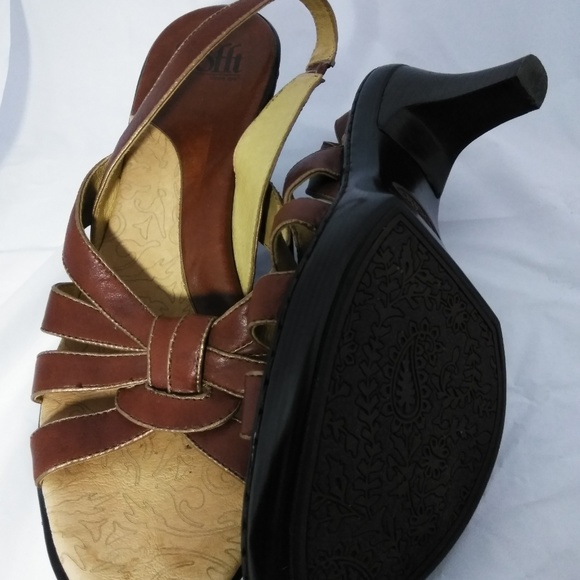 Sofft 1927 Brown Leather Strappy Sandal Heel - Picture 5 of 7